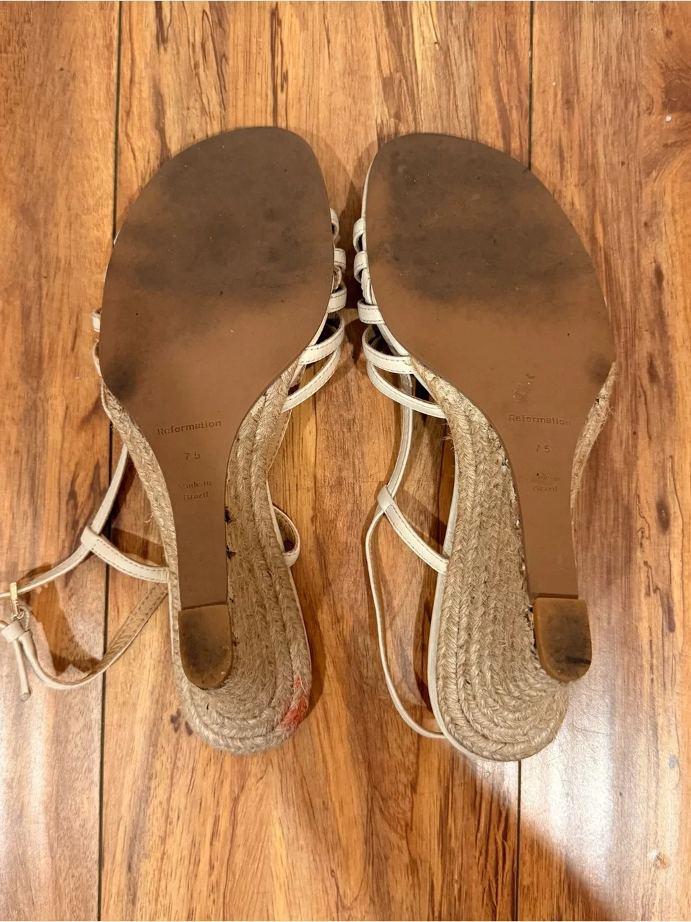 Reformation Strappy Wedge Sandals in Cream 7.5